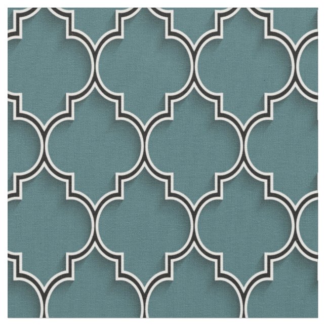Quatrefoil Teal Green Fabric (Close Up)