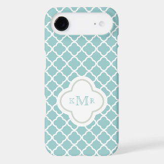 Quatrefoil Teal White Pattern Stylish Art Monogram iPhone 17 Air Case