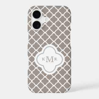 Quatrefoil Toffee Brown Pattern Stylish Monogram iPhone 17 Case