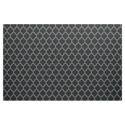 Quatrefoil White on Black Fabric