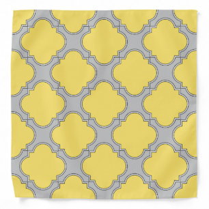 Quatrefoil yellow and gray bandana