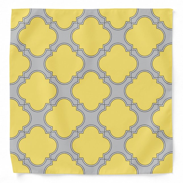 Quatrefoil yellow and gray bandana (Front)