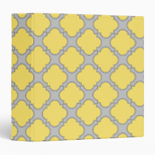 Quatrefoil yellow and gray binder