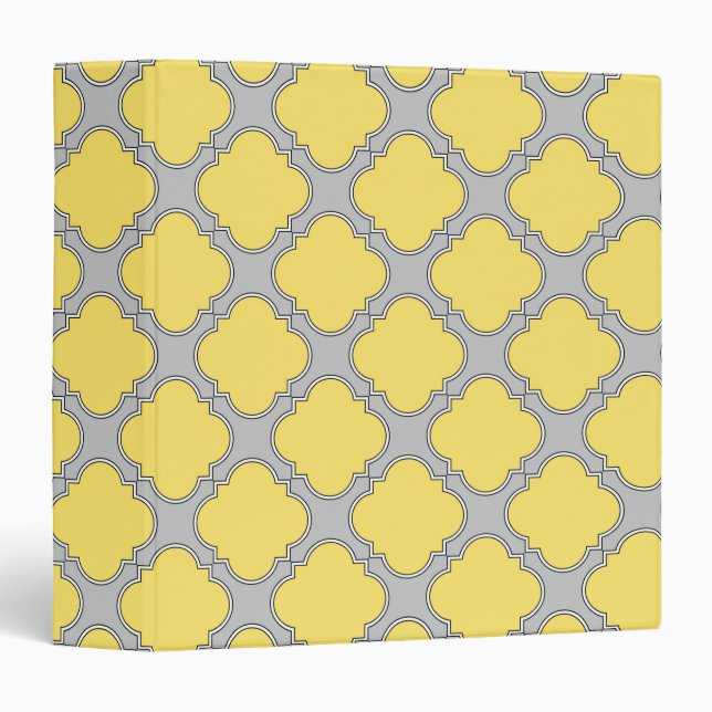 Quatrefoil yellow and gray binder (Front/Spine)