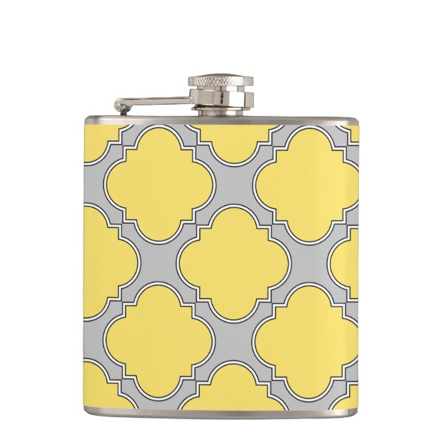 Quatrefoil yellow and gray flask (Front)