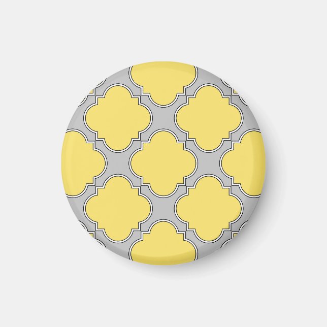 Quatrefoil yellow and gray magnet (Front)