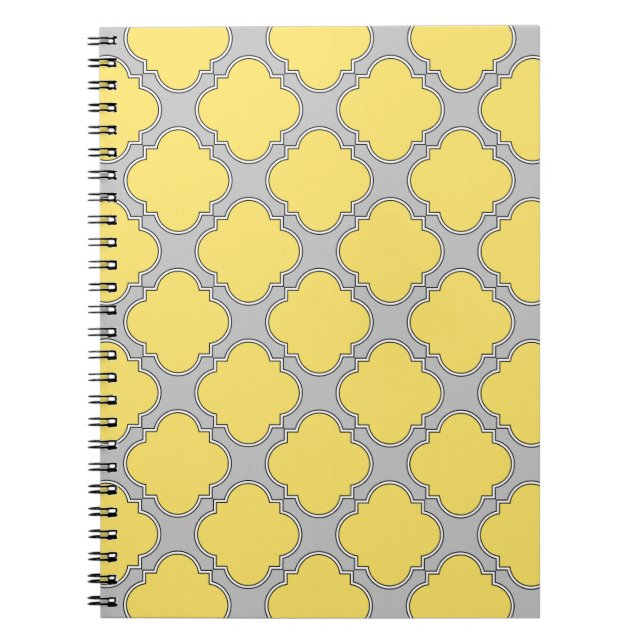 Quatrefoil yellow and gray notebook (Front)