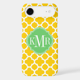 Quatrefoil Yellow and White Pattern Monogram iPhone 17 Air Case