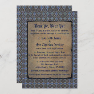 Quatrefoils Gold on Blue Invitation
