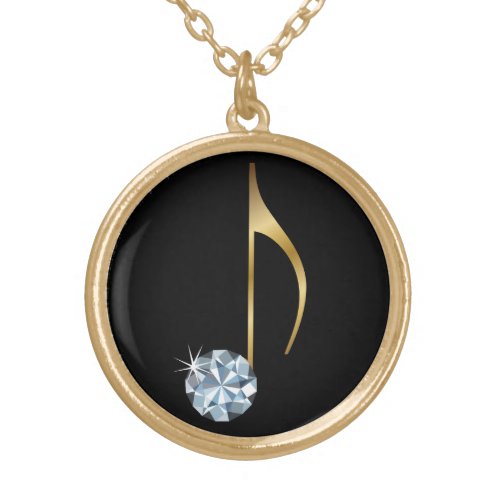 Quaver _ Eighth Note Music Diamond Jewel Necklace