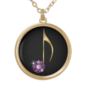 Quaver - Eighth Note Music Purple Jewel Necklace