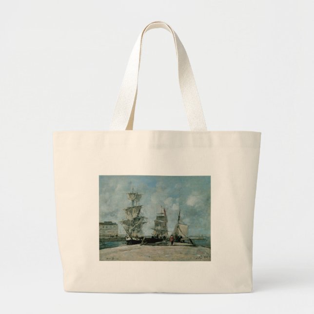 Quay at Honfleur Large Tote Bag (Front)