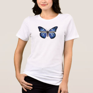 Quebec butterfly monarch flag Tri-Blend shirt
