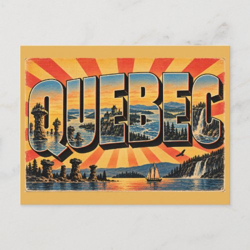 Quebec CA River Mountains Monoliths Art Postcard