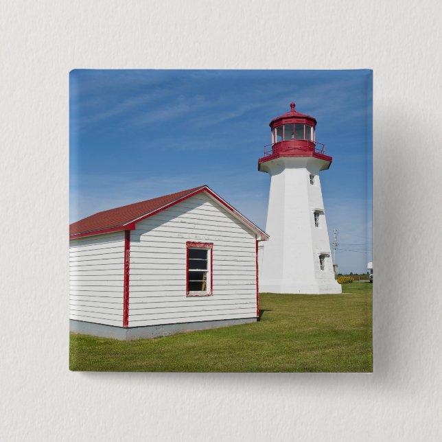 Quebec, Canada. Cap D'Espoir Lighthouse. Pinback Button (Front)