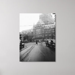 Quebec Canada Castle Cars Street 1930's Photo Canvas Print