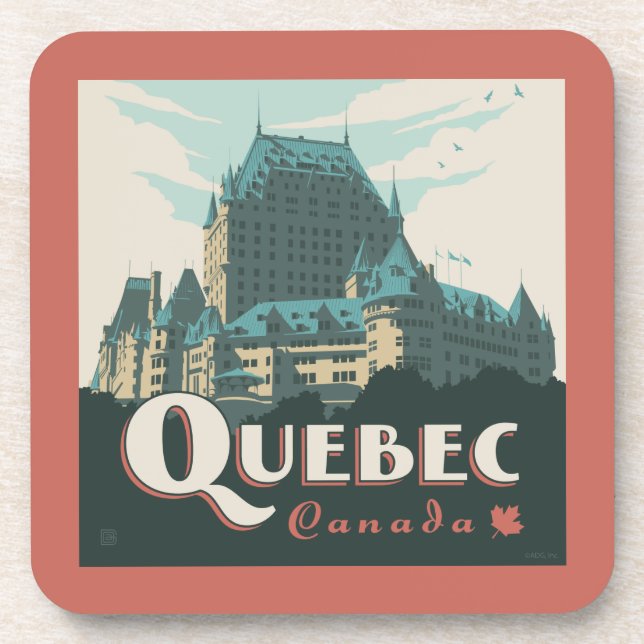 Quebec Canada | Château Frontenac Beverage Coaster (Front)