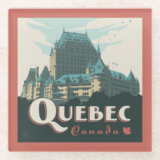 Quebec Canada | Château Frontenac Glass Coaster (Front)
