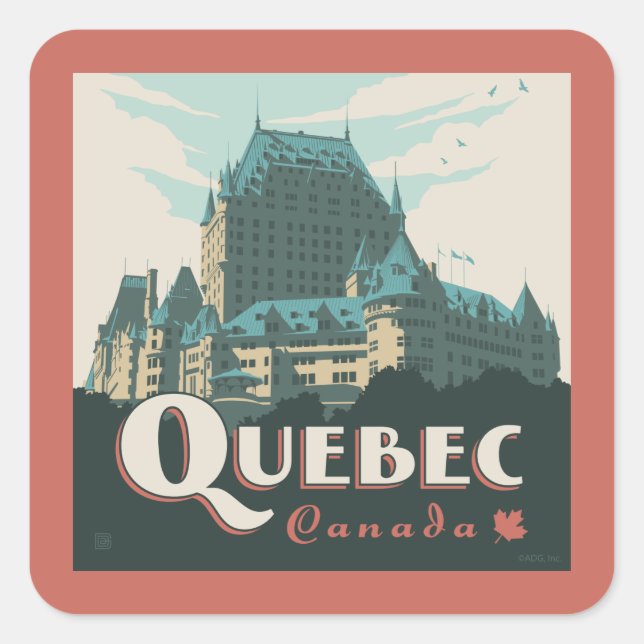 Quebec Canada | Château Frontenac Square Sticker (Front)