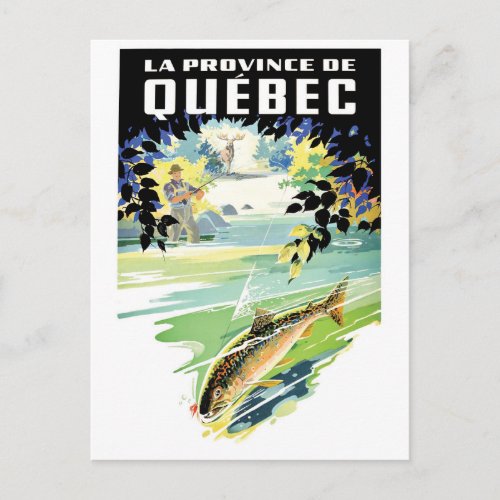 Quebec Canada Fishing in River Postcard