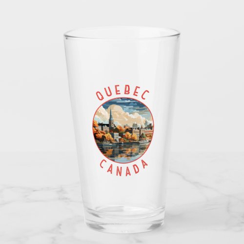 Quebec Canada Retro Distressed Circle Glass