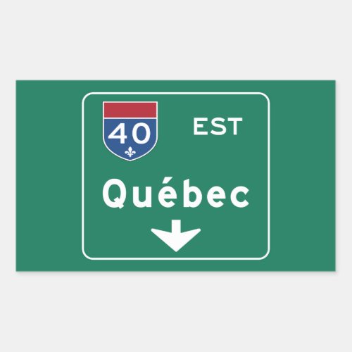 Quebec Canada Road Sign Rectangular Sticker