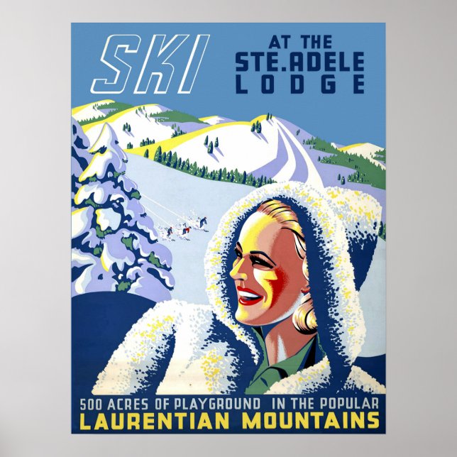 Quebec, Canada, skiing girl at Laurentian Mountain Poster (Front)