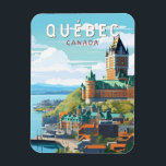 Quebec Canada Travel Art Vintage Magnet<br><div class="desc">Quebec retro vector travel design. Quebec,  nestled in eastern Canada,  offers a unique blend of European charm and North American spirit.</div>