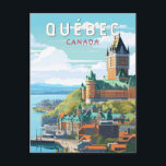 Quebec Canada Travel Art Vintage Postcard<br><div class="desc">Quebec retro vector travel design. Quebec,  nestled in eastern Canada,  offers a unique blend of European charm and North American spirit.</div>