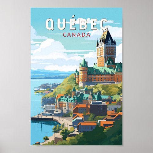 Quebec Canada Travel Art Vintage Poster