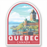 Quebec Canada Travel Art Vintage Sticker<br><div class="desc">Quebec retro vector travel design. Quebec,  nestled in eastern Canada,  offers a unique blend of European charm and North American spirit.</div>