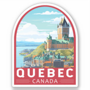 Quebec Canada Travel Art Vintage Sticker