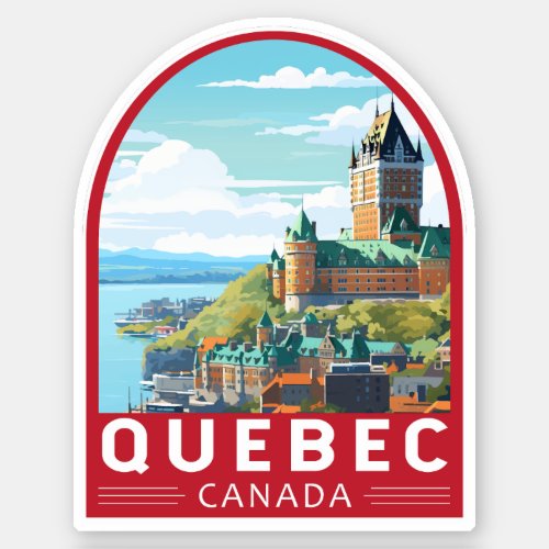 Quebec Canada Travel Art Vintage Sticker