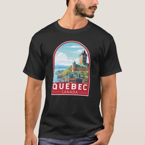 Quebec Canada Travel Art Vintage T_Shirt