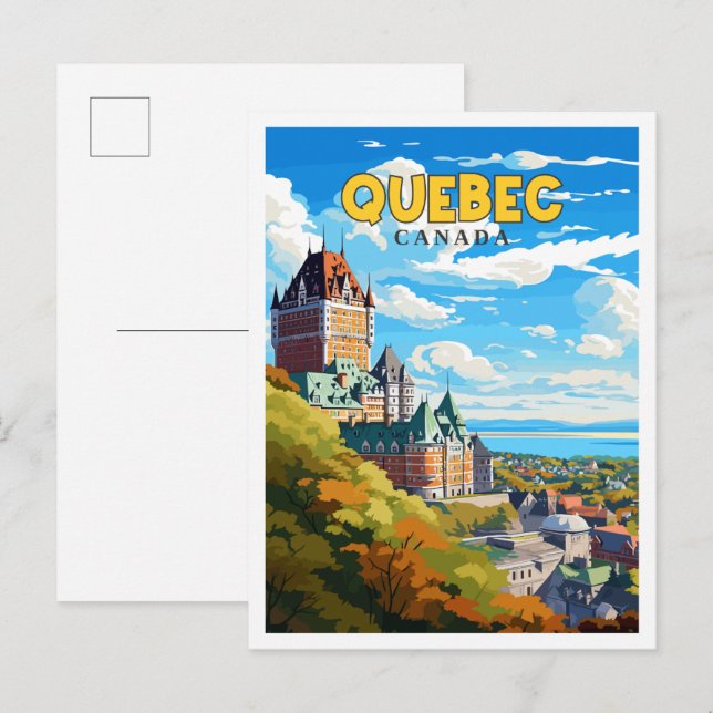 Quebec Canada vintage travel illustration Postcard (Front/Back)