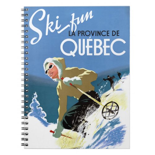 Quebec Canada Vintage Travel Poster Restored Notebook