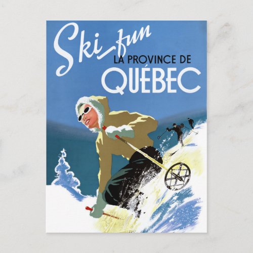 Quebec Canada Vintage Travel Poster Restored Postcard