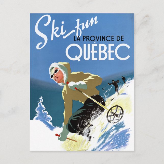 Quebec Canada Vintage Travel Poster Restored Postcard (Front)