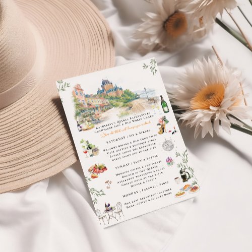 Quebec City Canada Bachelorette Itinerary Invitation