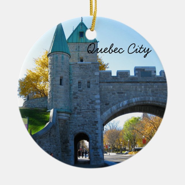 Quebec City Canada Castle Gates Ceramic Ornament (Front)