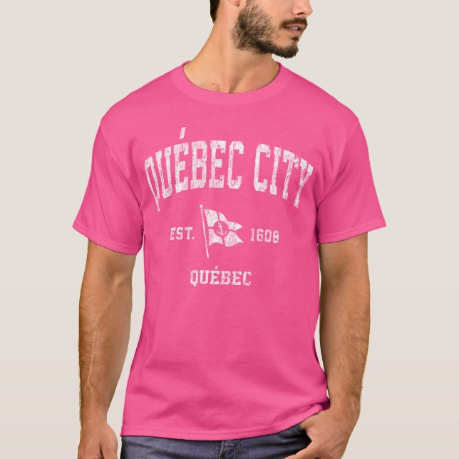 Quebec City Canada Nautical Boat Anchor Flag gift T-Shirt (Front)