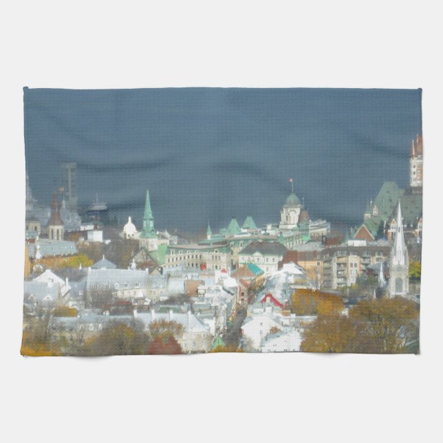 Quebec City Canada Waterfront Kitchen Towel (Horizontal)