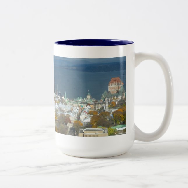 Quebec City Canada Waterfront Two-Tone Coffee Mug (Right)