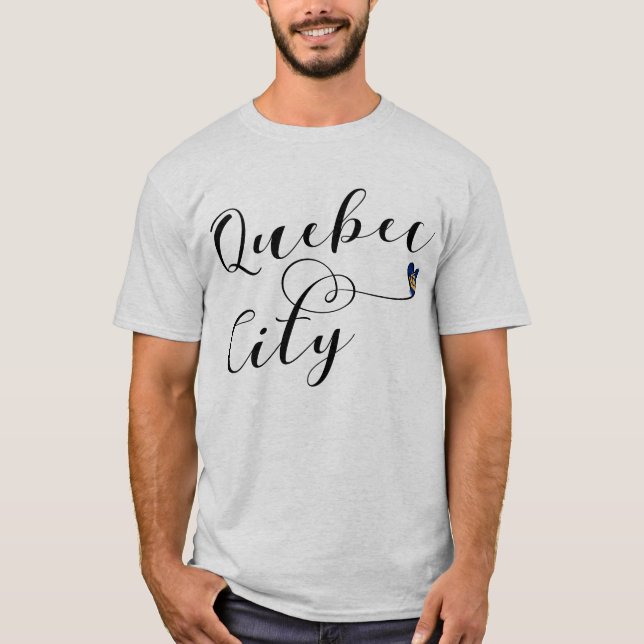 Quebec City Flag In Heart T-Shirt (Front)