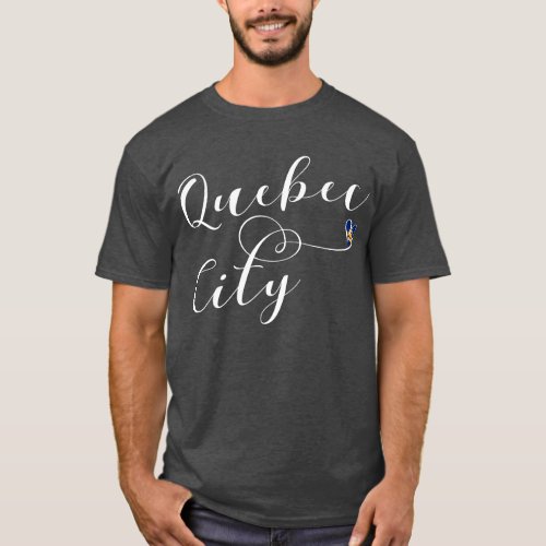 Quebec City Flag In Heart T_Shirt