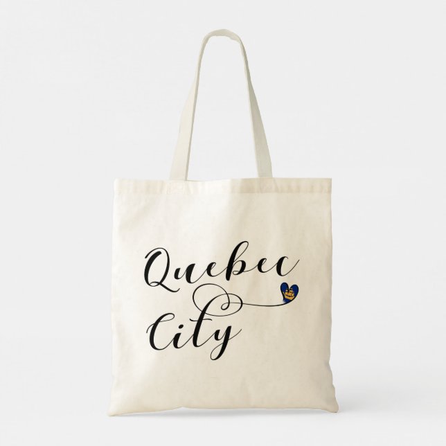 Quebec City Flag In Heart Tote Bag (Back)