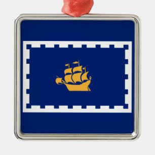 Quebec City Flag (Québec, Canada) Metal Ornament