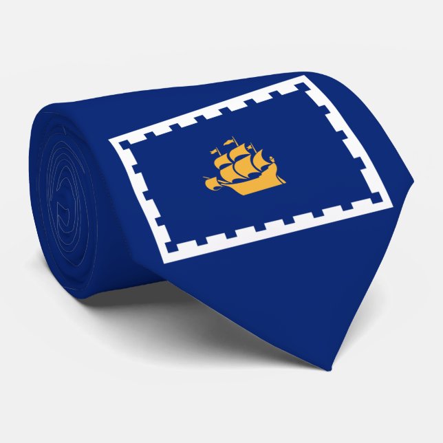 Quebec City Flag (Québec, Canada) Neck Tie (Rolled)