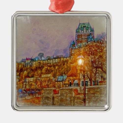 Quebec City Old Town by Shawna Mac Metal Ornament