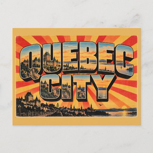 Quebec City QC Cliff River Chateau Art Postcard